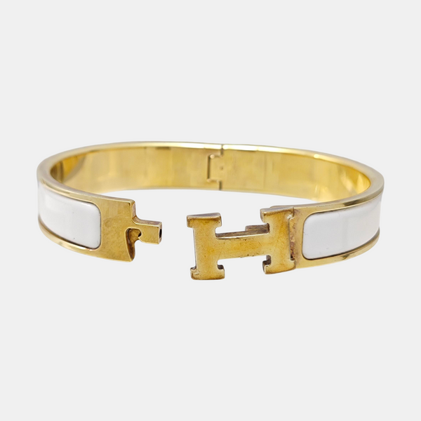 Clic H Metal White Bangle
