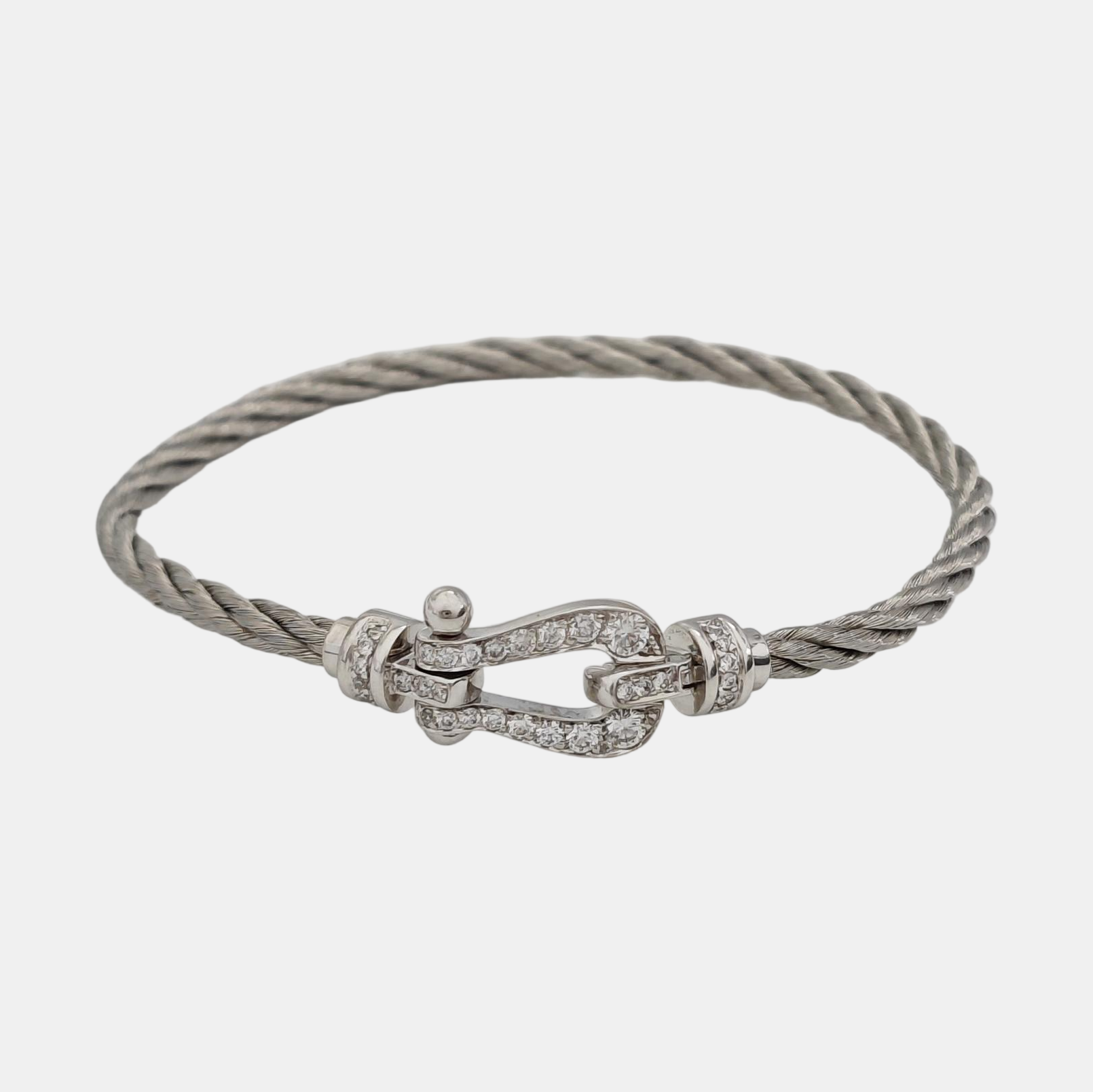 Force 10 18k White Gold Silver Bangle