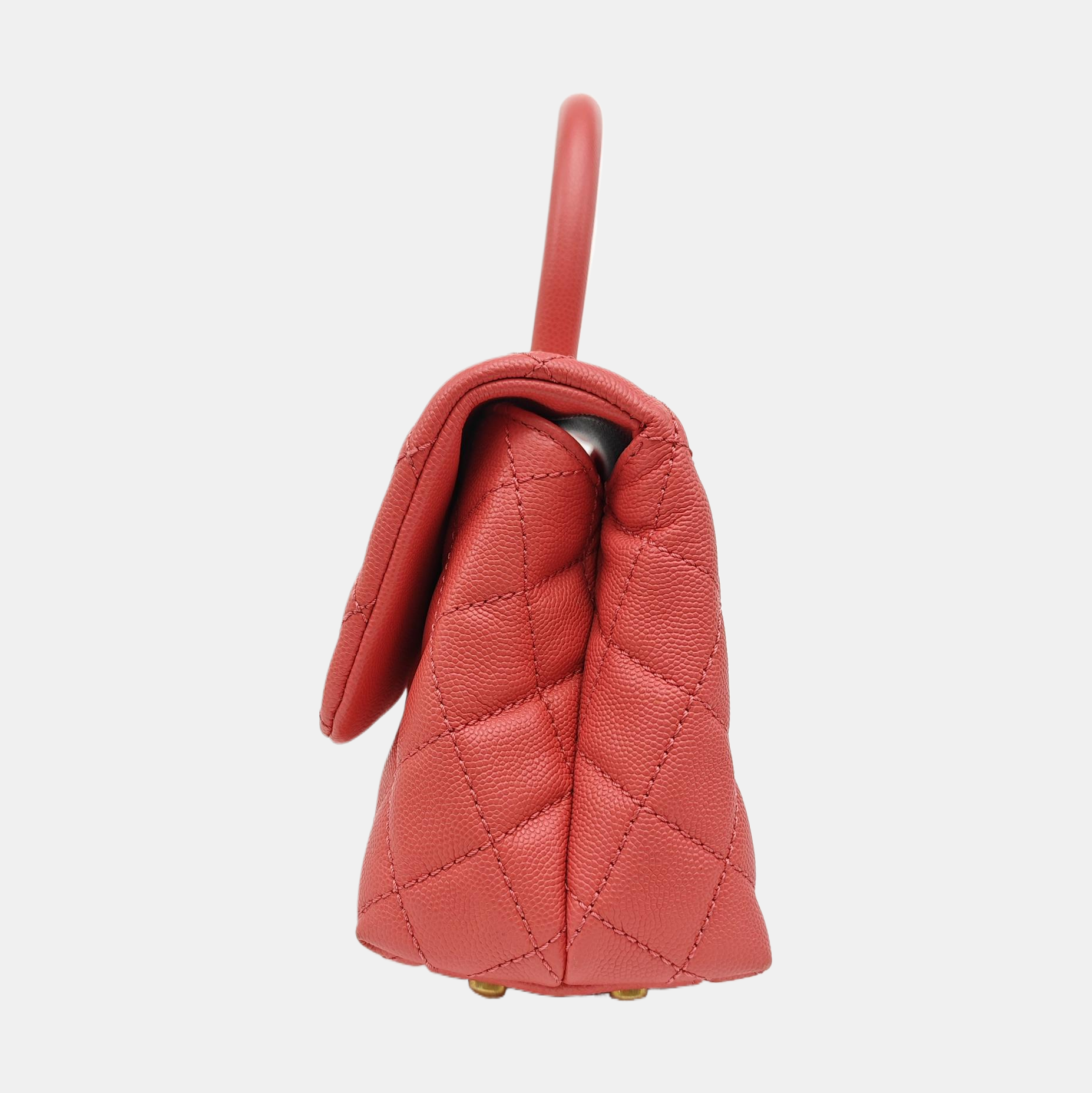 COCO HANDLE Small Quilted Grained Calfskin Pink