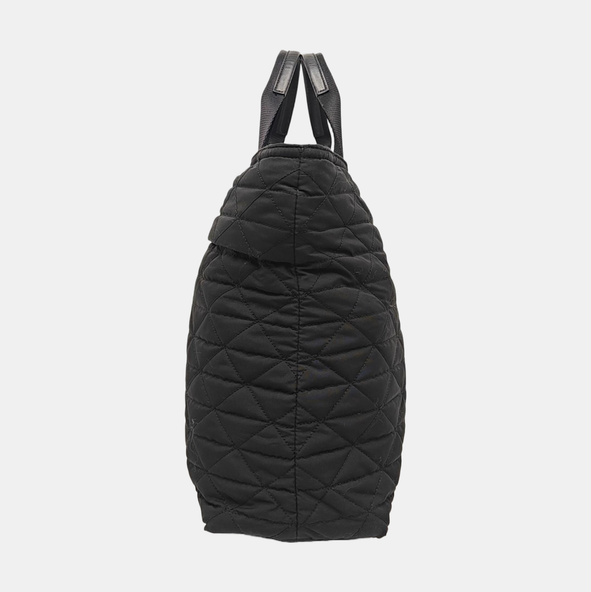 Quilted Nylon Shoulder Bag Black