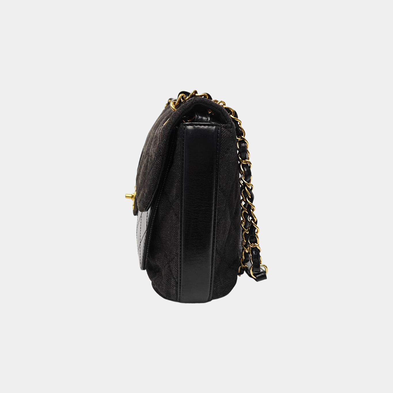 Quilted Canvas Shoulder Bag Black