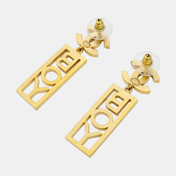 CC Logo Metal Gold Earrings