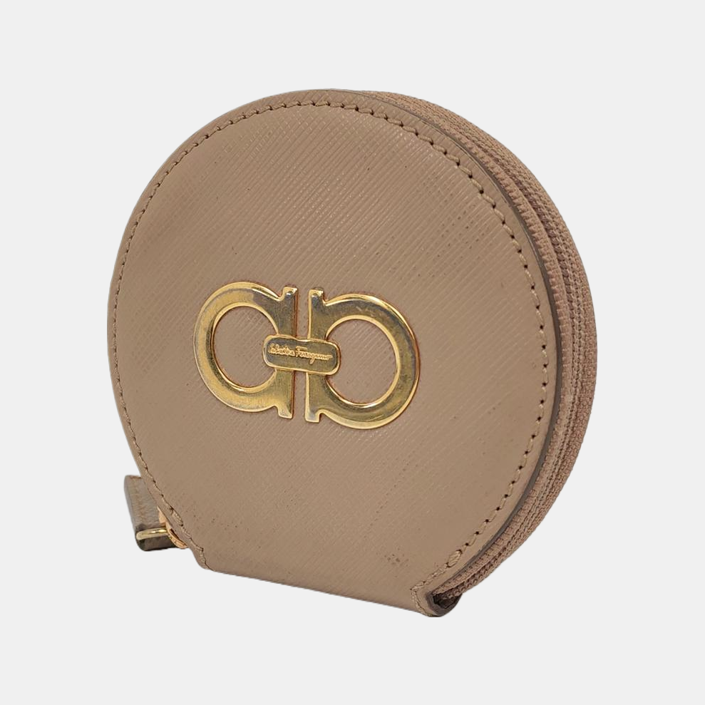 Leather Coin Purse Beige