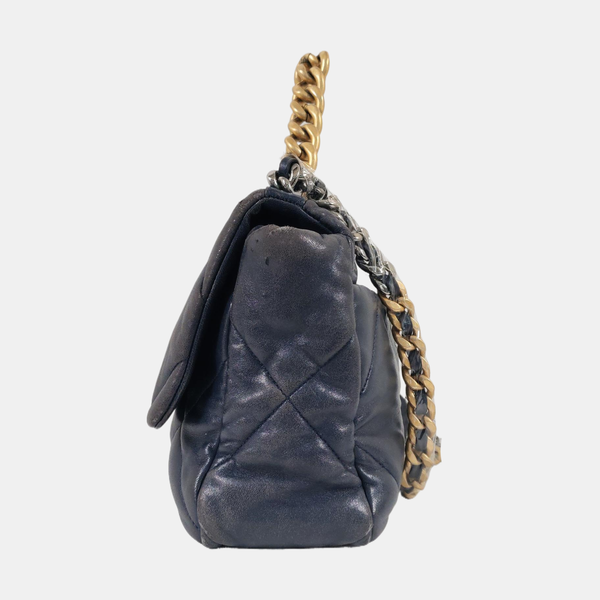 CHANEL 19 Large Quilted Lambskin Blue