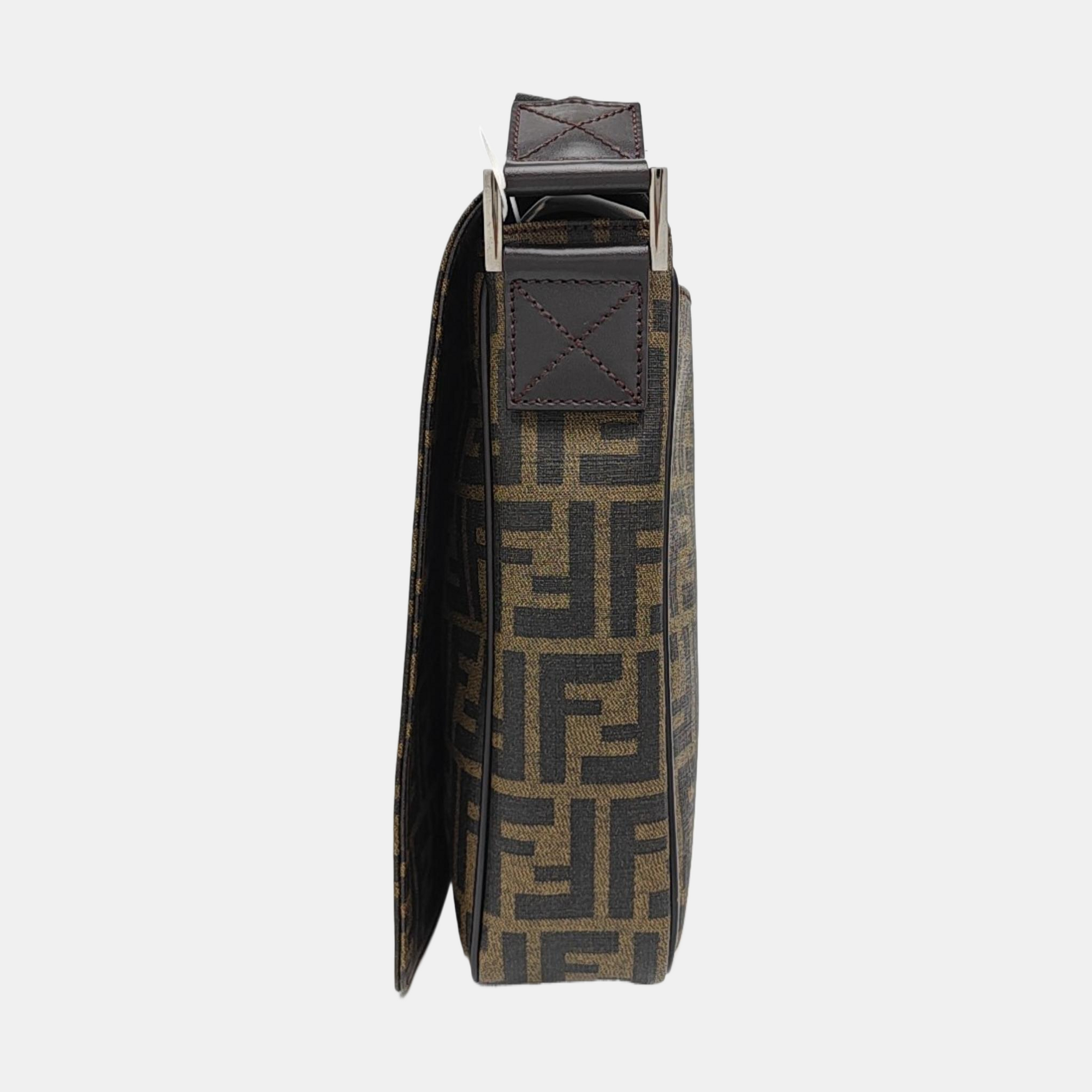 Coated Canvas Shoulder Bag Brown