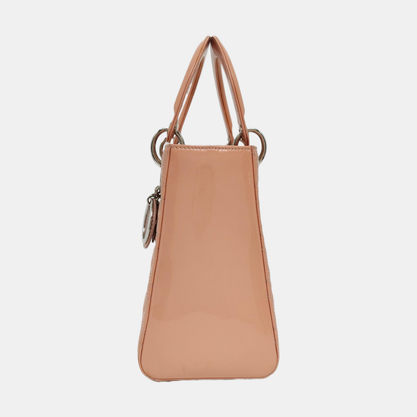 Lady Dior Medium Cannage Patent Leather Pink