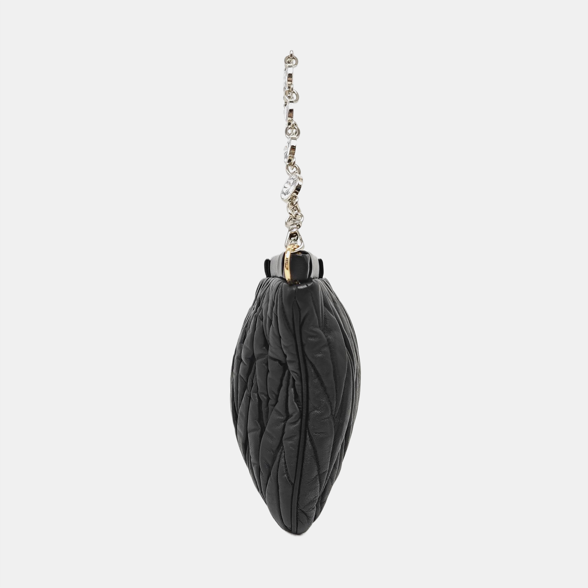 Quilted Lambskin Top Handle Bag Black