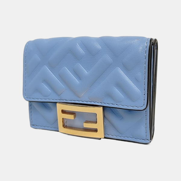 Trifold Large Lambskin Blue Card Holder