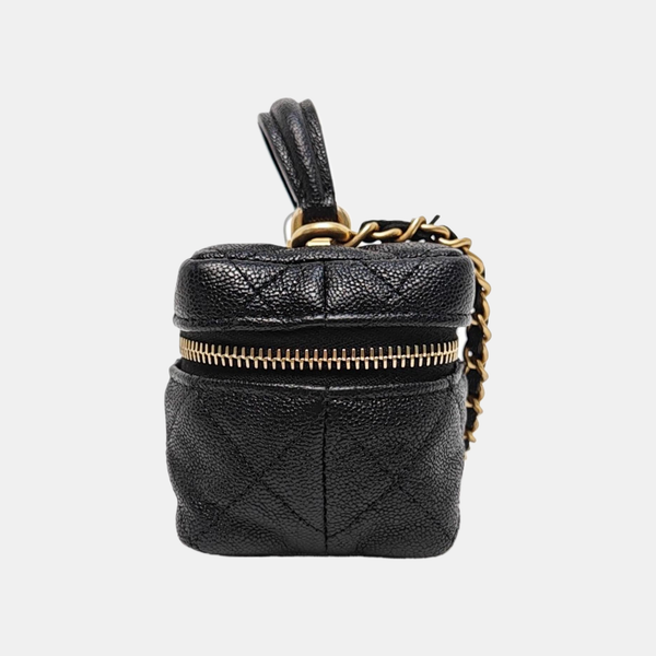 Quilted Grained Calfskin Small Black