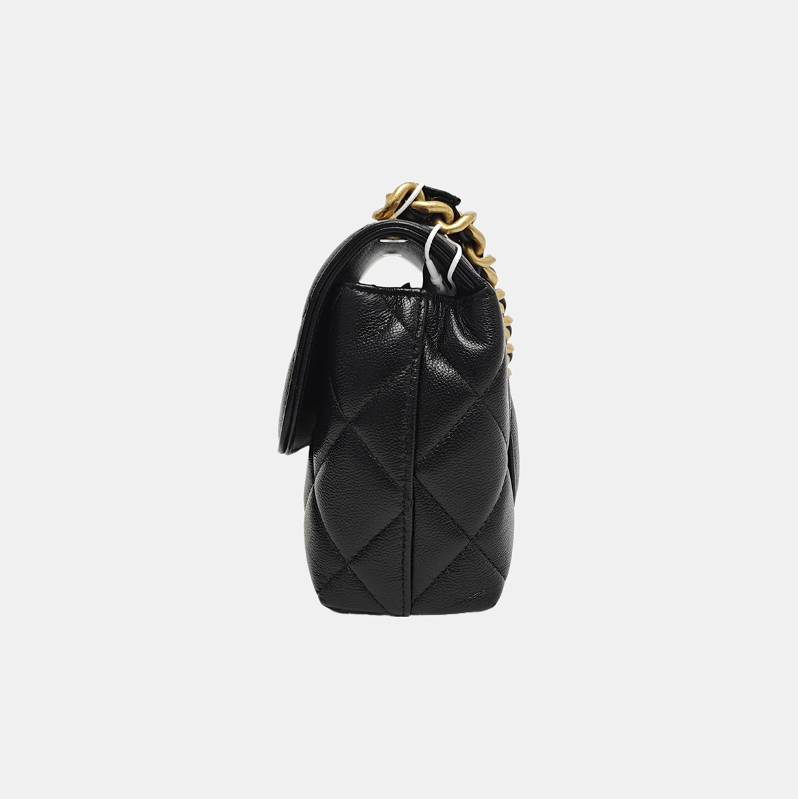Quilted Grained Calfskin Shoulder Bag Black