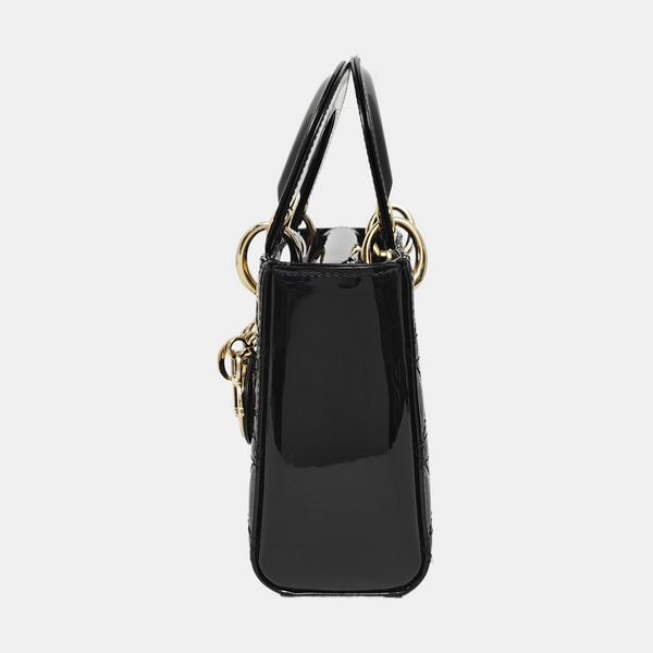 Lady Dior Mini Cannage Patent Leather Black