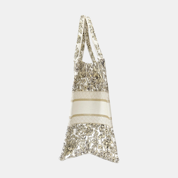 Book Tote Medium Fabric Beige