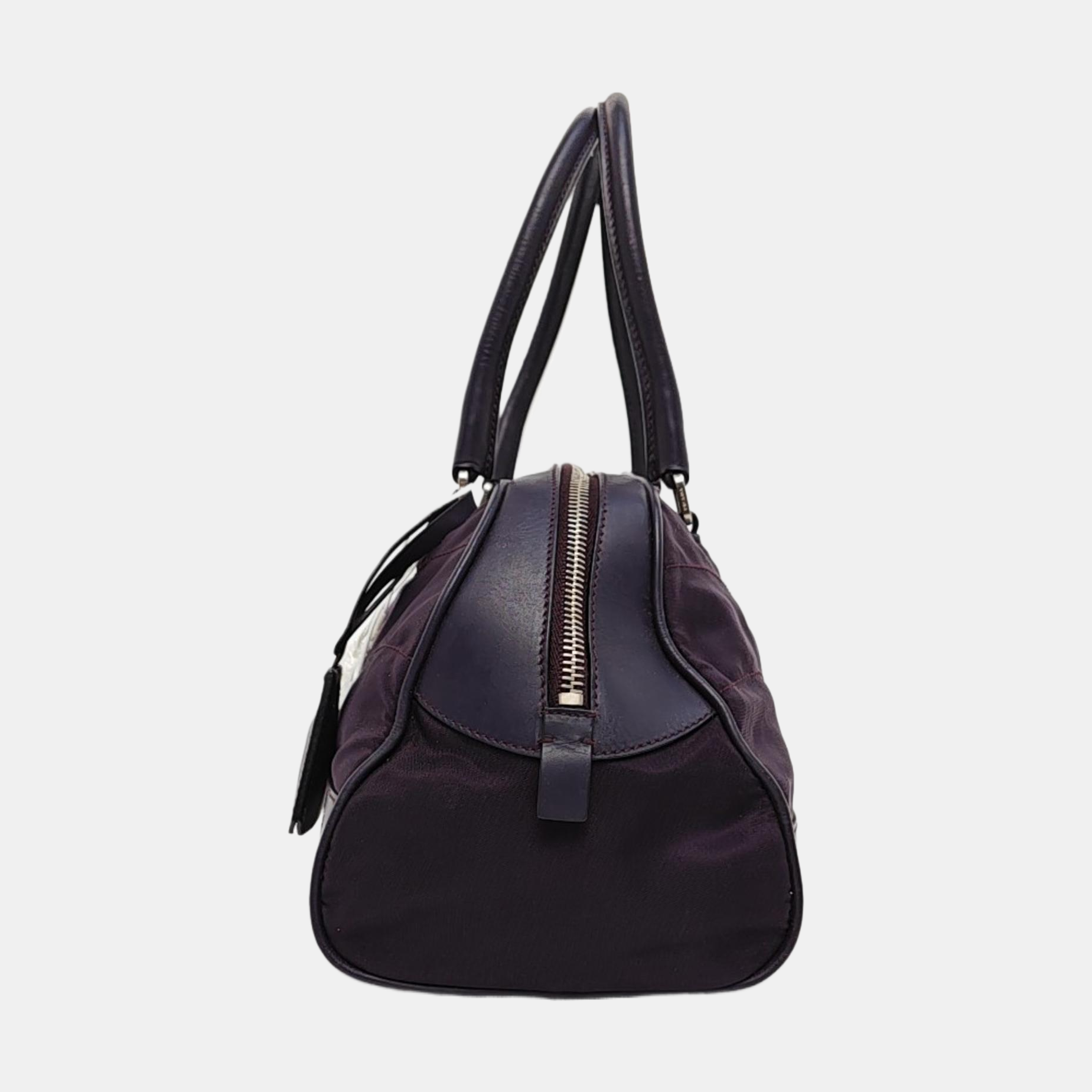 Quilted Nylon Top Handle Bag Purple