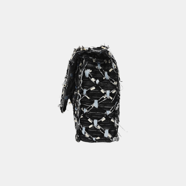 Quilted Fabric Shoulder Bag Black