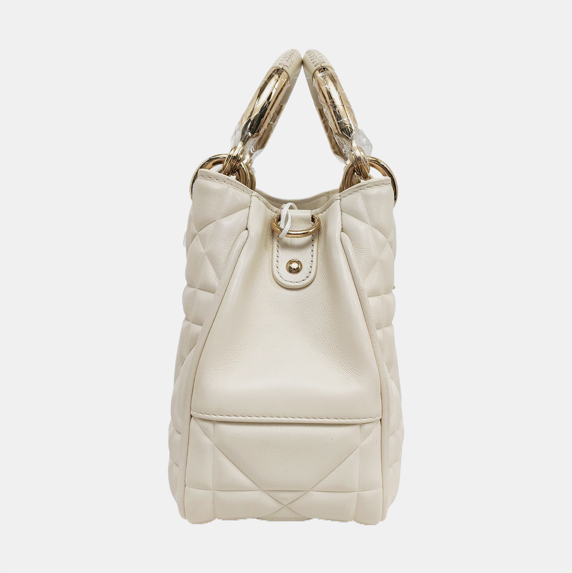 Lady 95.22 Small Cannage Calfskin White
