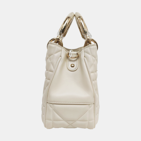 Lady 95.22 Small Cannage Calfskin White