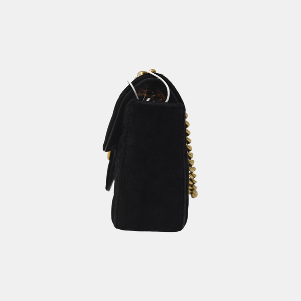 GG Marmont Small Quilted Velvet Black