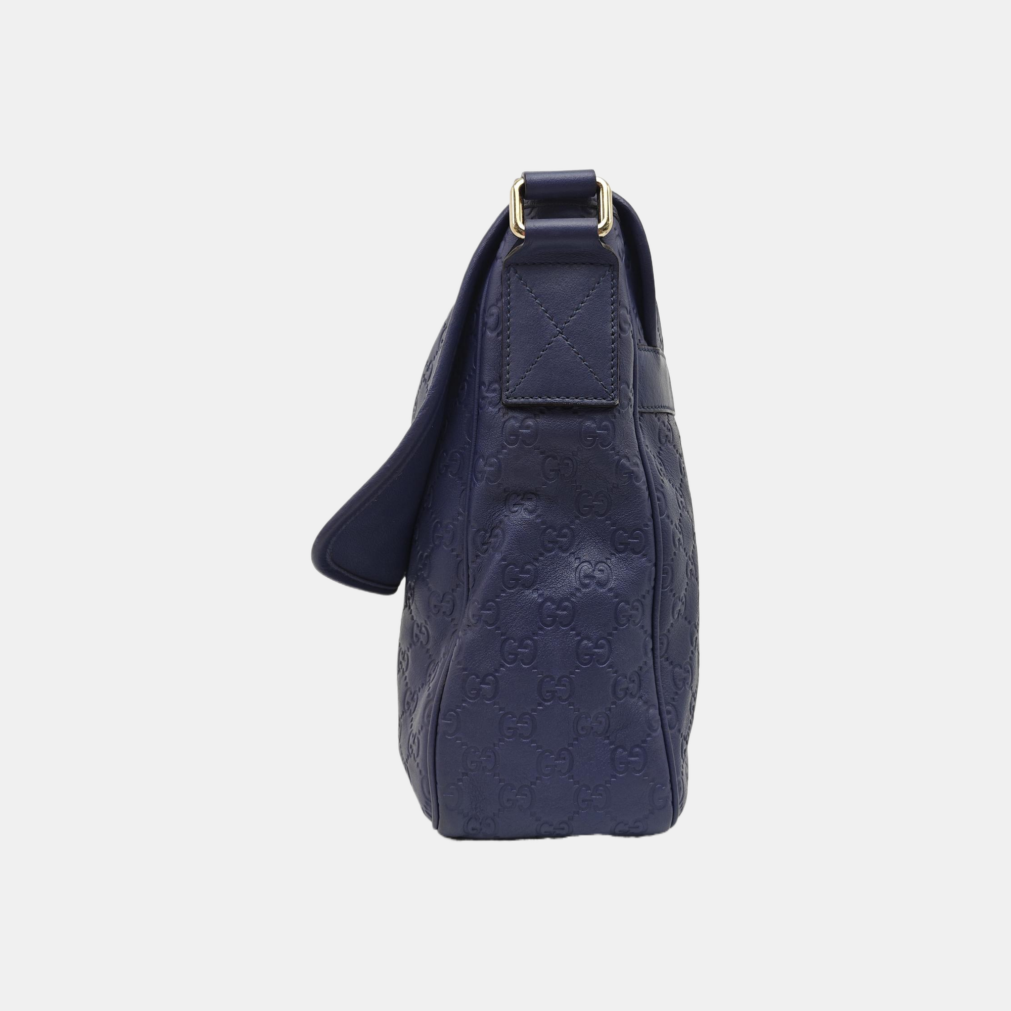 Monogram Calfskin Shoulder Bag Blue