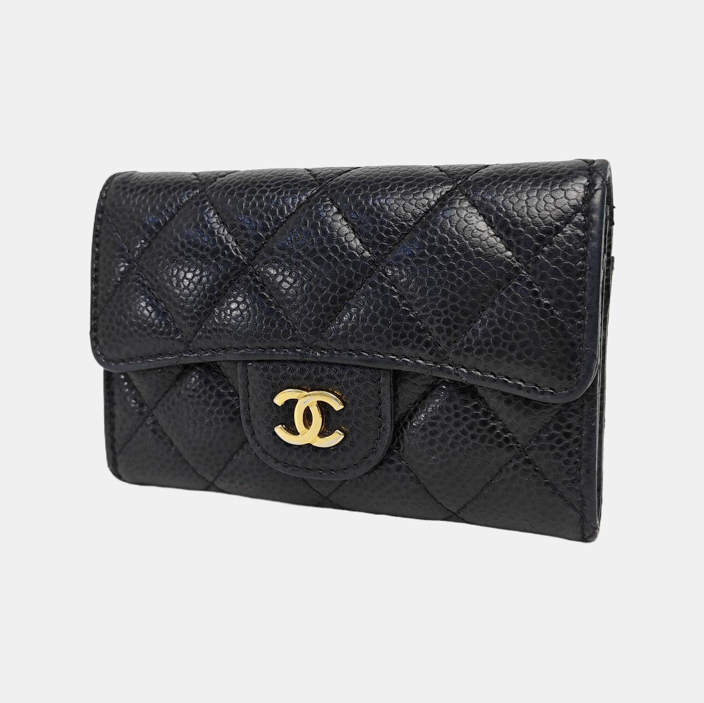 CLASSIC FLAP Quilted Grained Calfskin Black Wallet