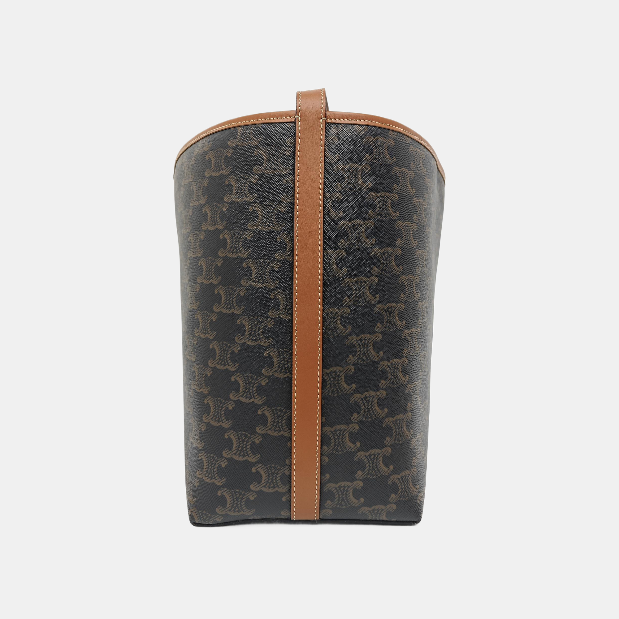 Coated Canvas Shoulder Bag Brown