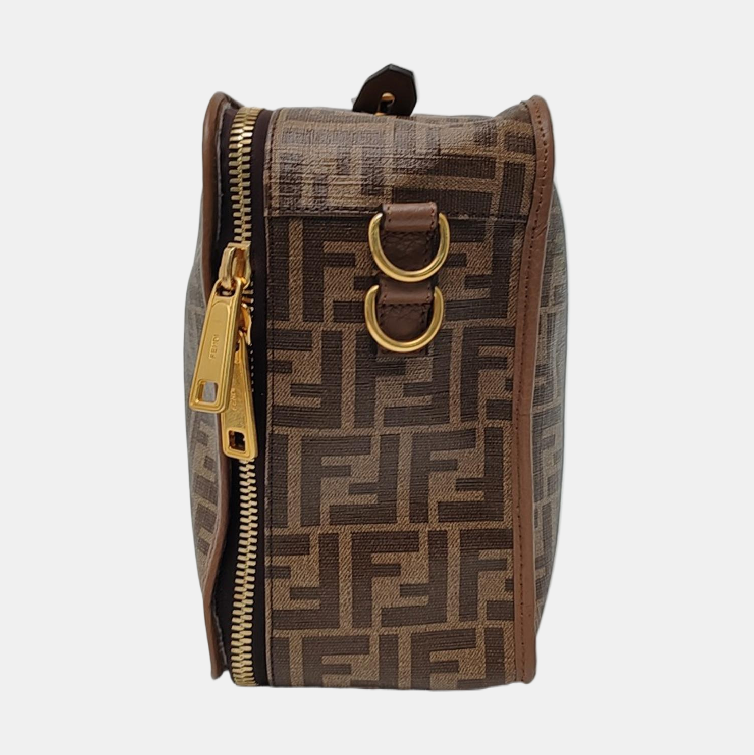 Coated Canvas Shoulder Bag Brown