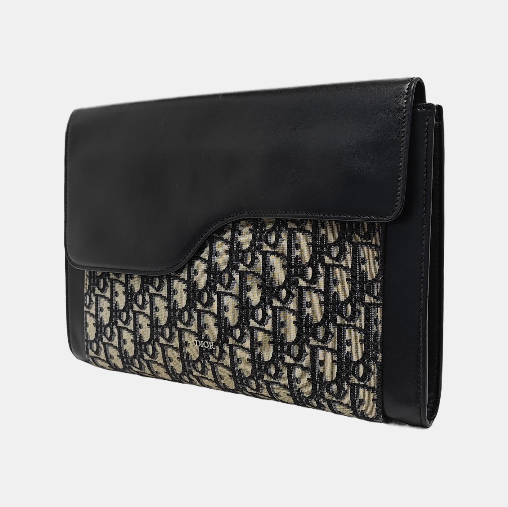 Oblique Canvas Clutch Blue