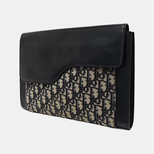 Oblique Canvas Clutch Blue