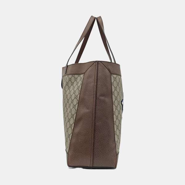 Ophidia mediana lona revestida con monograma beige