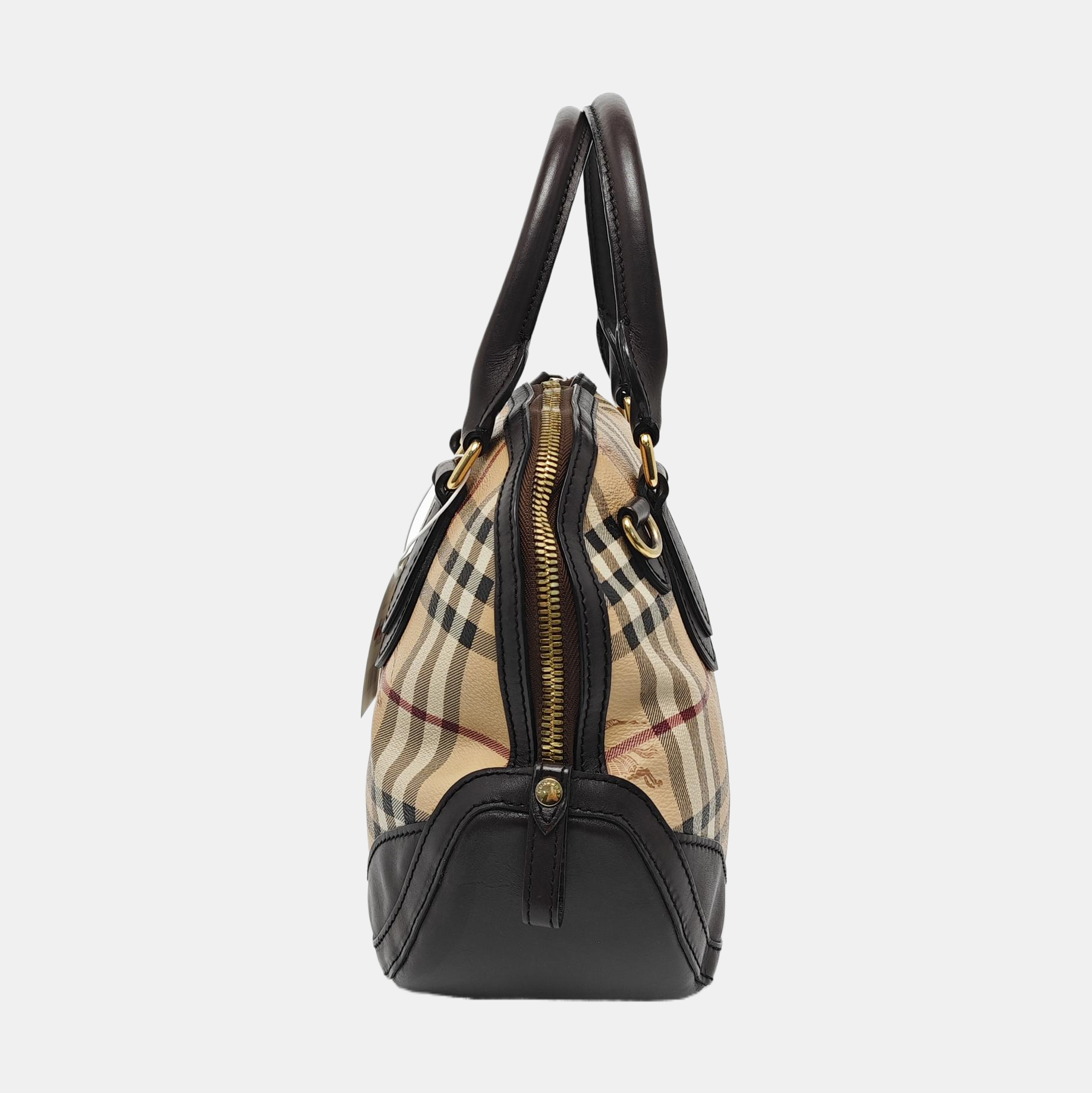Coated Canvas Top Handle Bag Small Beige