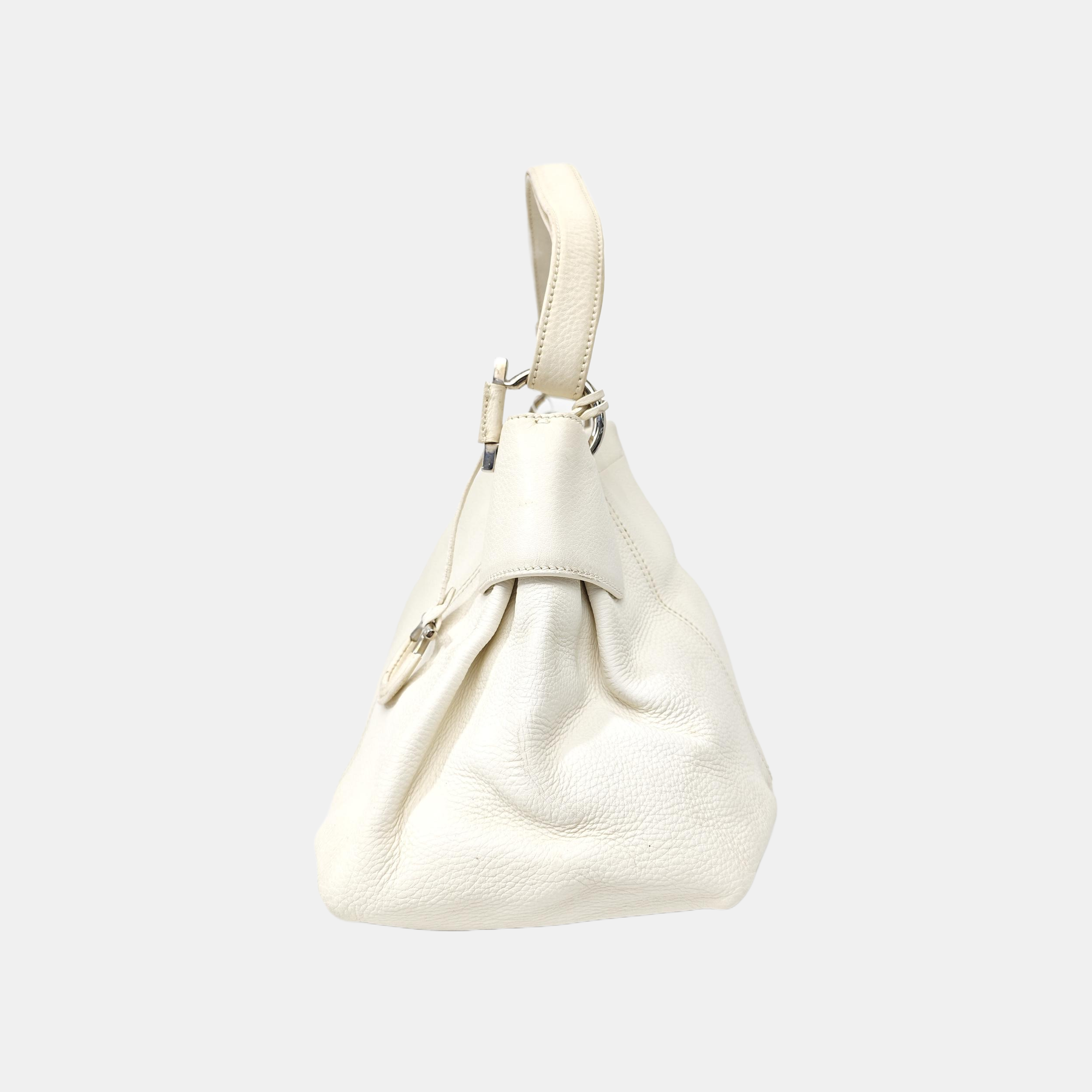 Calfskin Top Handle Bag White