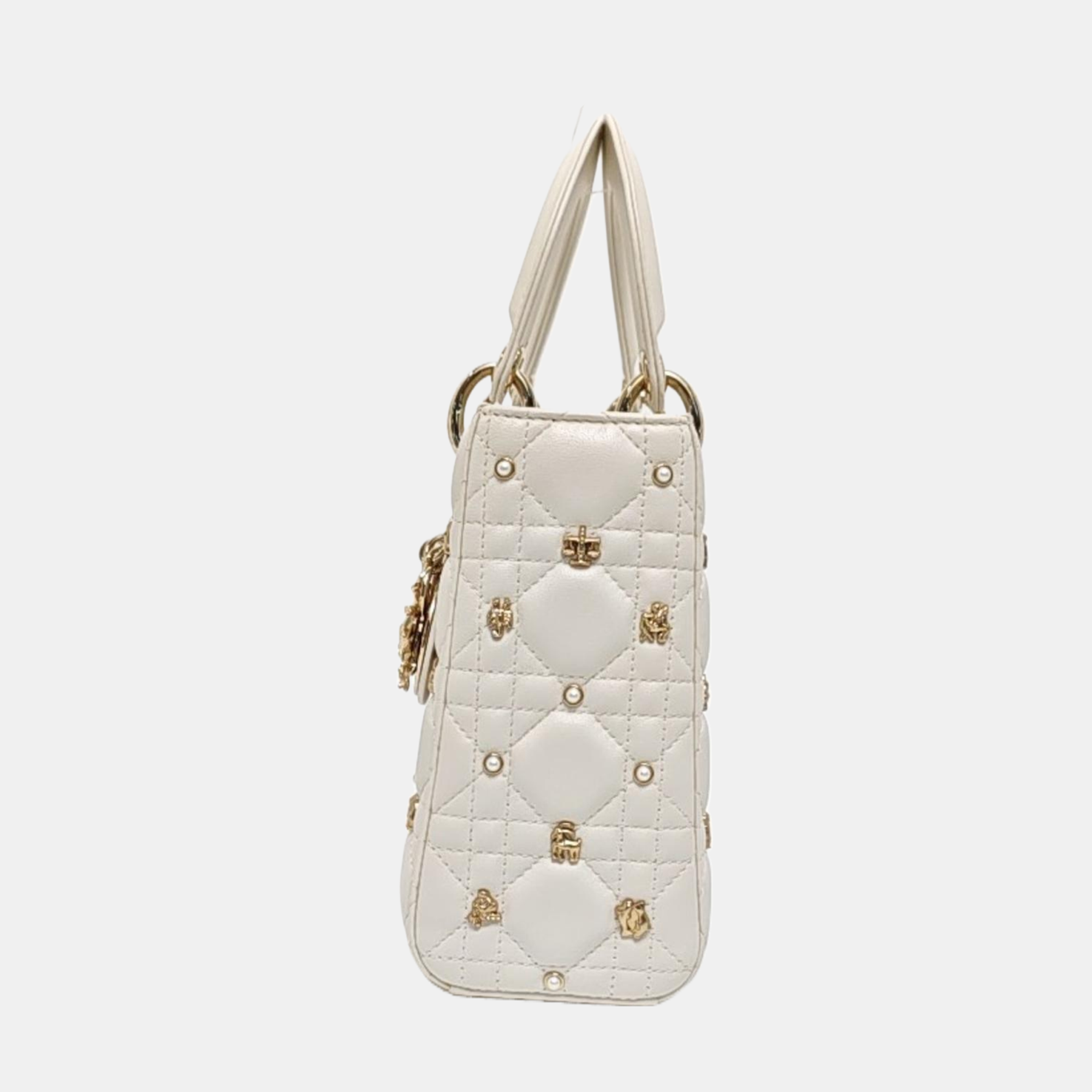 Lady Dior Small Cannage Calfskin White