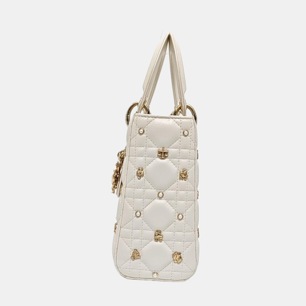 Lady Dior Small Cannage Calfskin White
