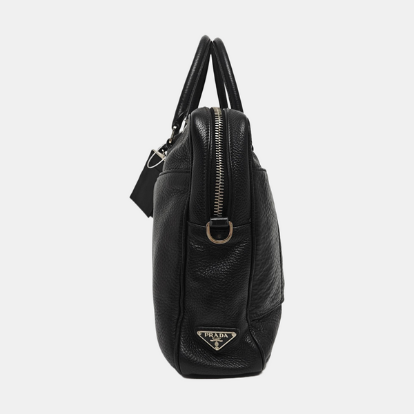 Calfskin Top Handle Bag Black