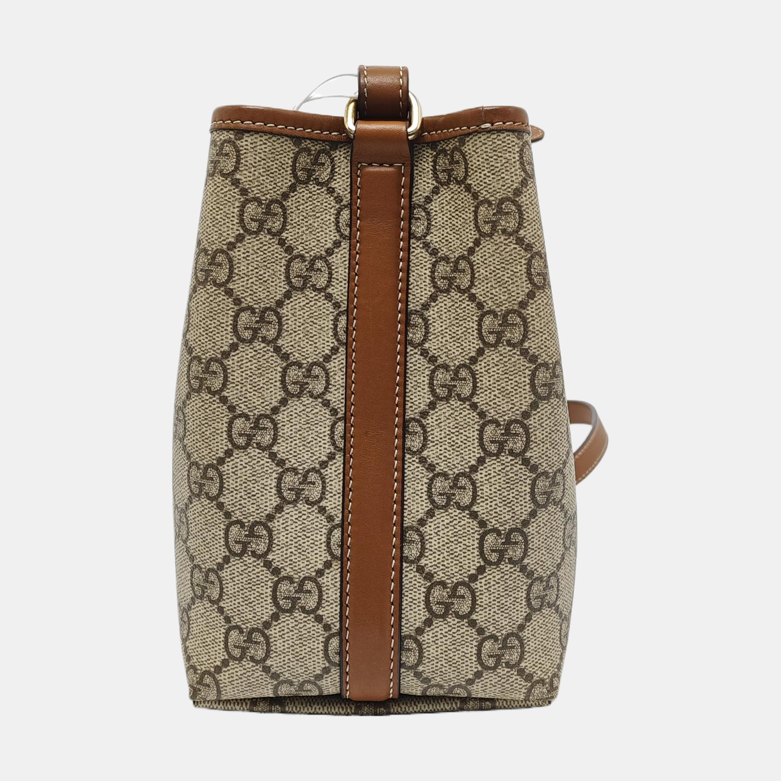 GG Emblem Small Monogram Coated Canvas Beige