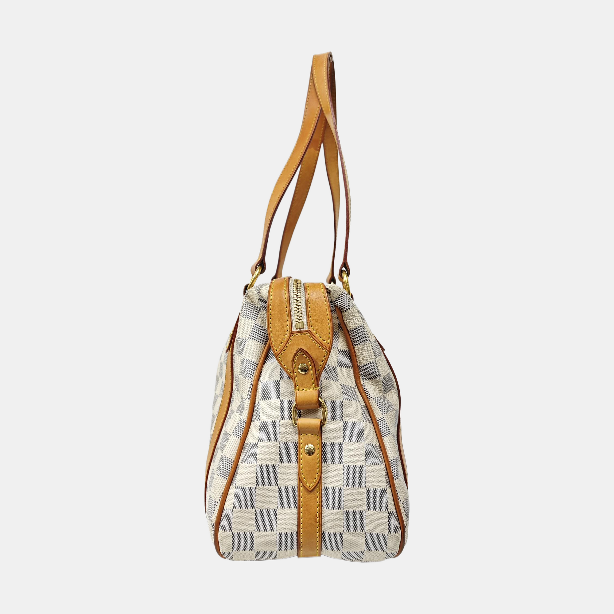 STRESA PM Damier Azur Coated Canvas White