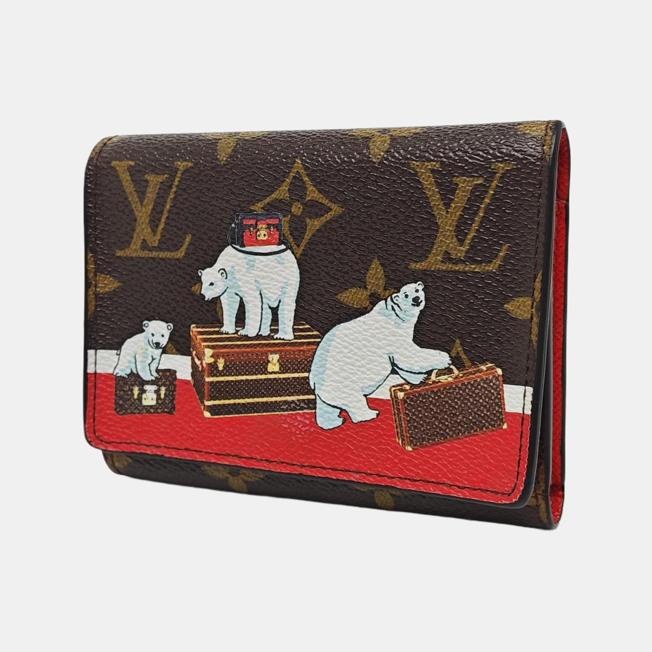 SARAH Monogram Coated Canvas Brown Wallet