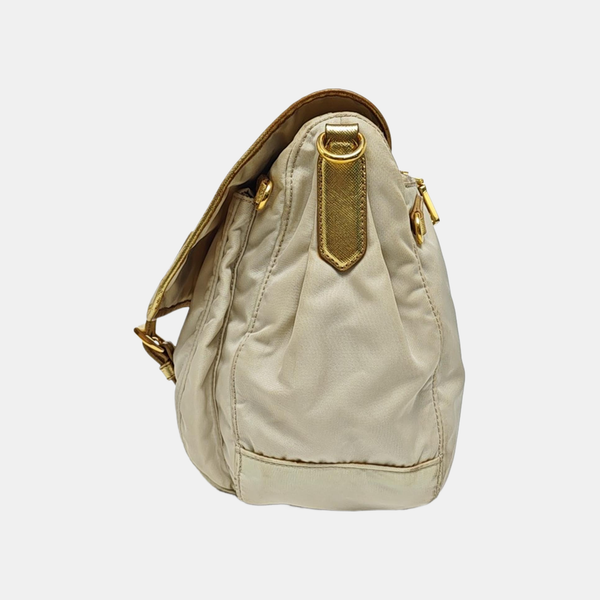Nylon Shoulder Bag Beige