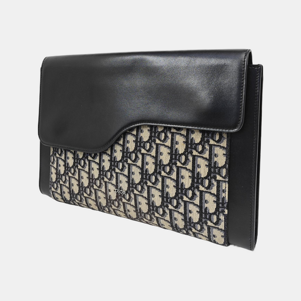 Oblique Canvas Clutch Blue