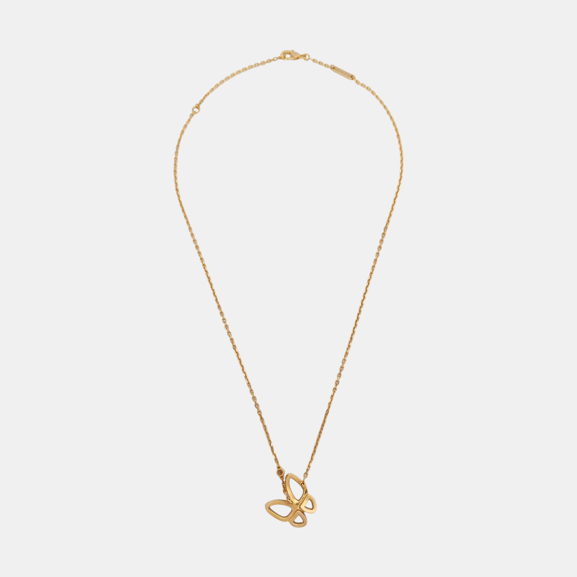 Two Butterfly 18k Rose Gold Necklace