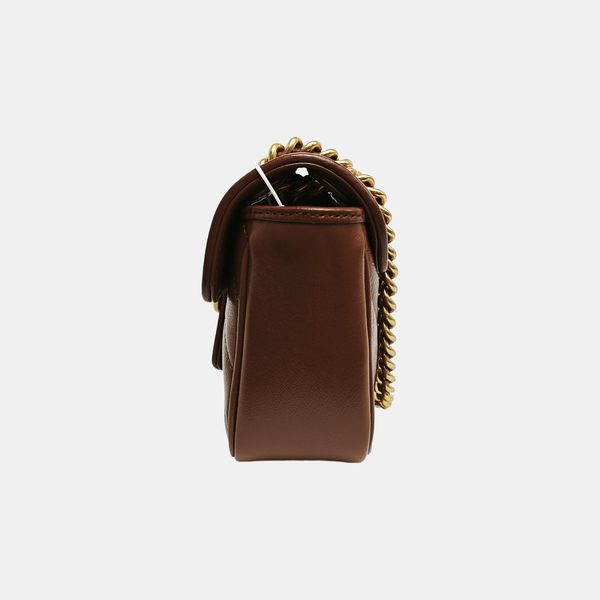 GG Marmont Small Quilted Calfskin Brown