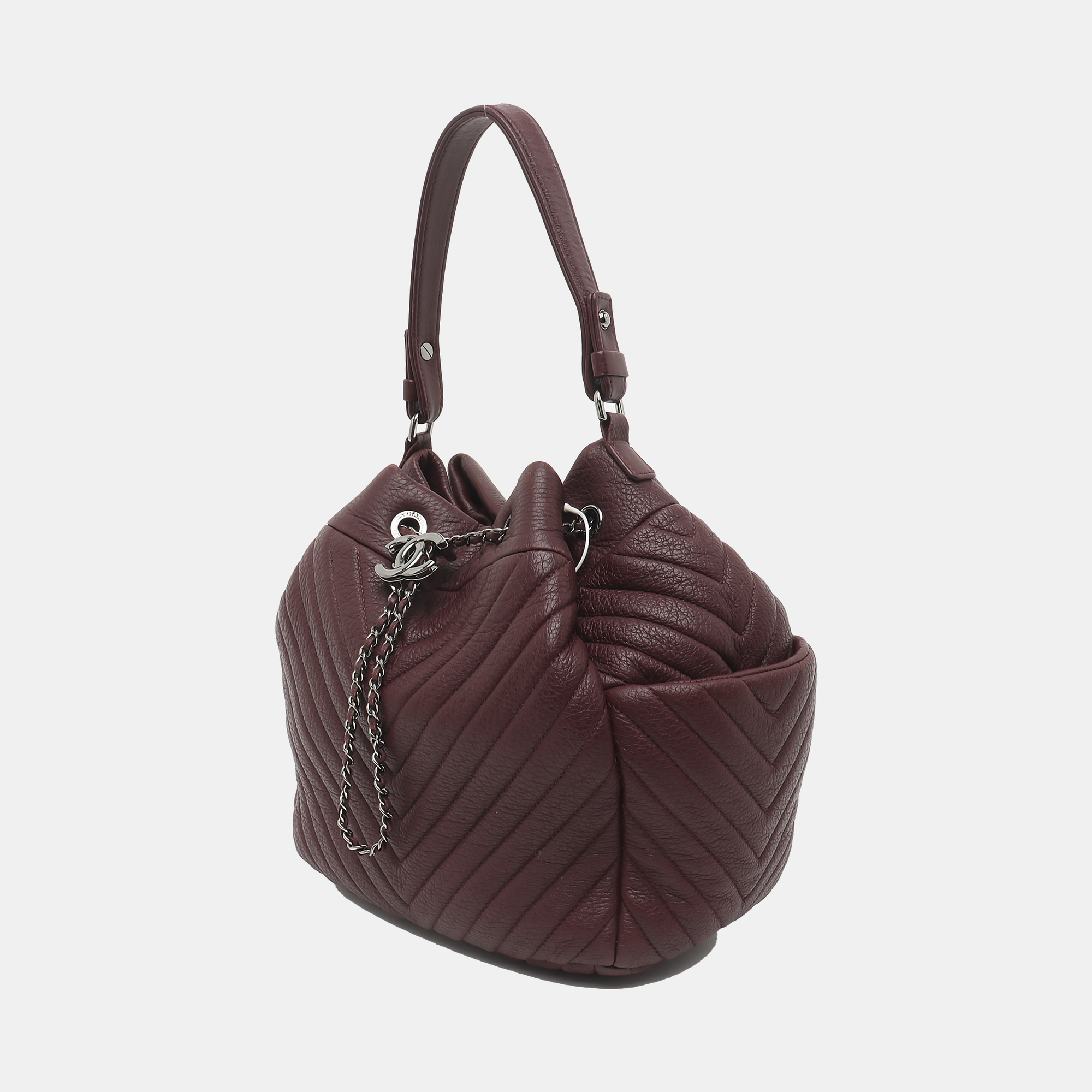 Chevron, Quilted Grained Calfskin Red
