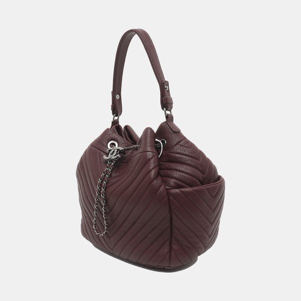Chevron, Quilted Grained Calfskin Red