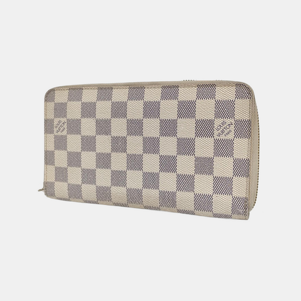 ZIPPY Damier Azur Coated Canvas White Wallet