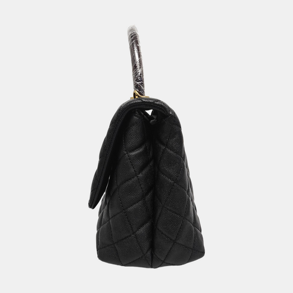 COCO HANDLE Medium Quilted Grained Calfskin Black