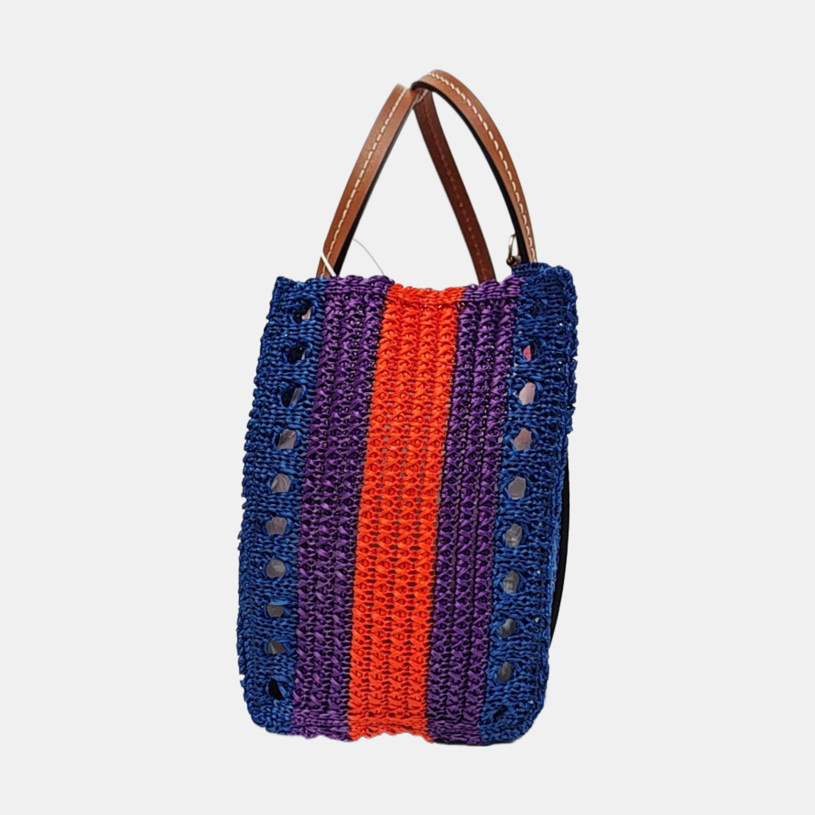 Straw Tote Bag Small Blue