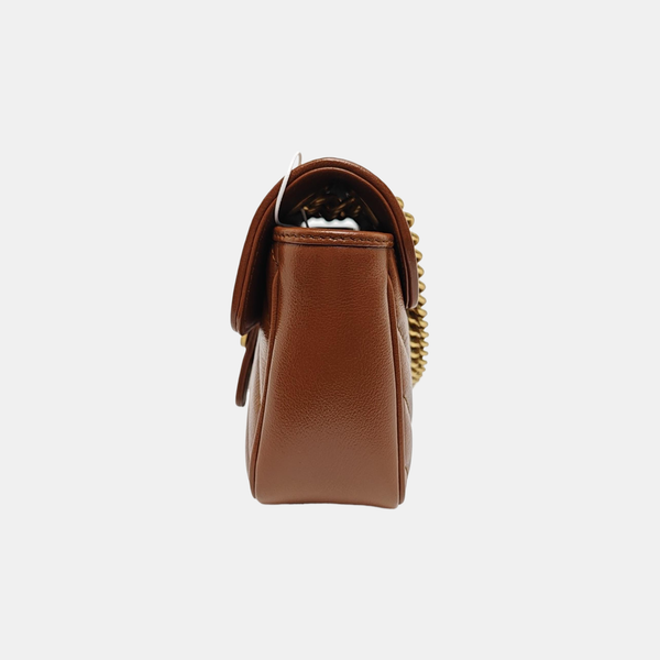GG Marmont Small Quilted Calfskin Brown