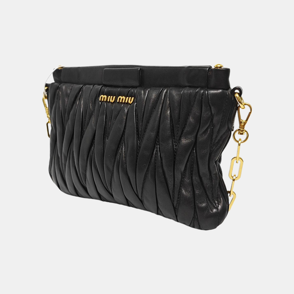 Quilted Lambskin Shoulder Bag Black