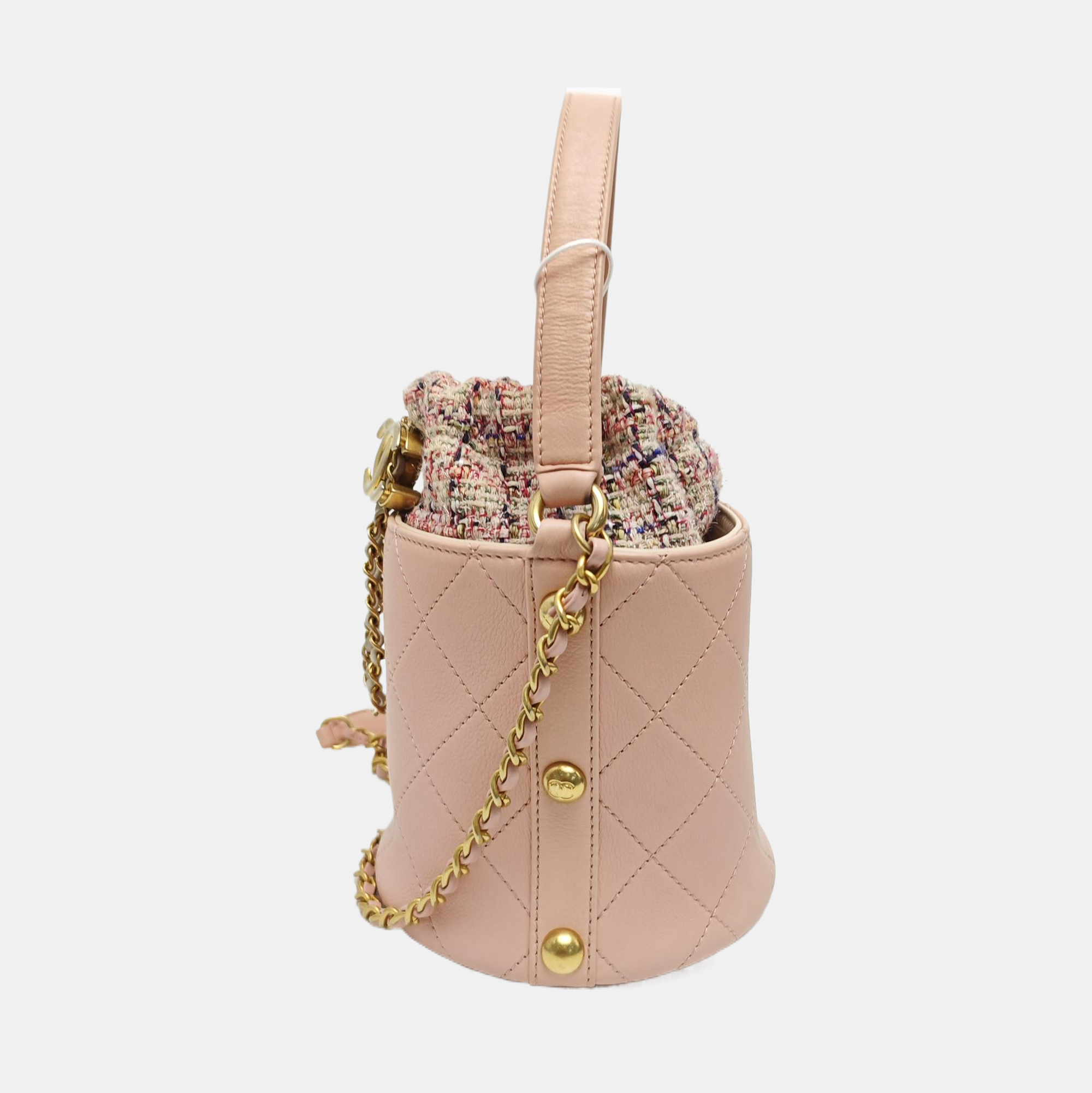 Quilted Calfskin Bucket Bag Pink