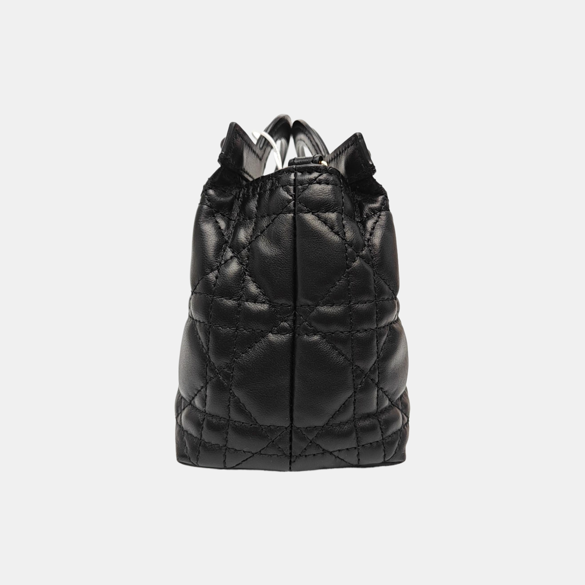 Jolie Top Handle Mini Cannage Lambskin Black