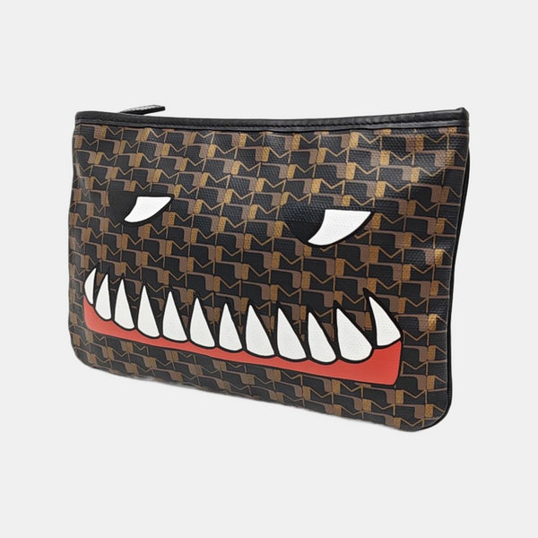Coated Canvas Clutch Black